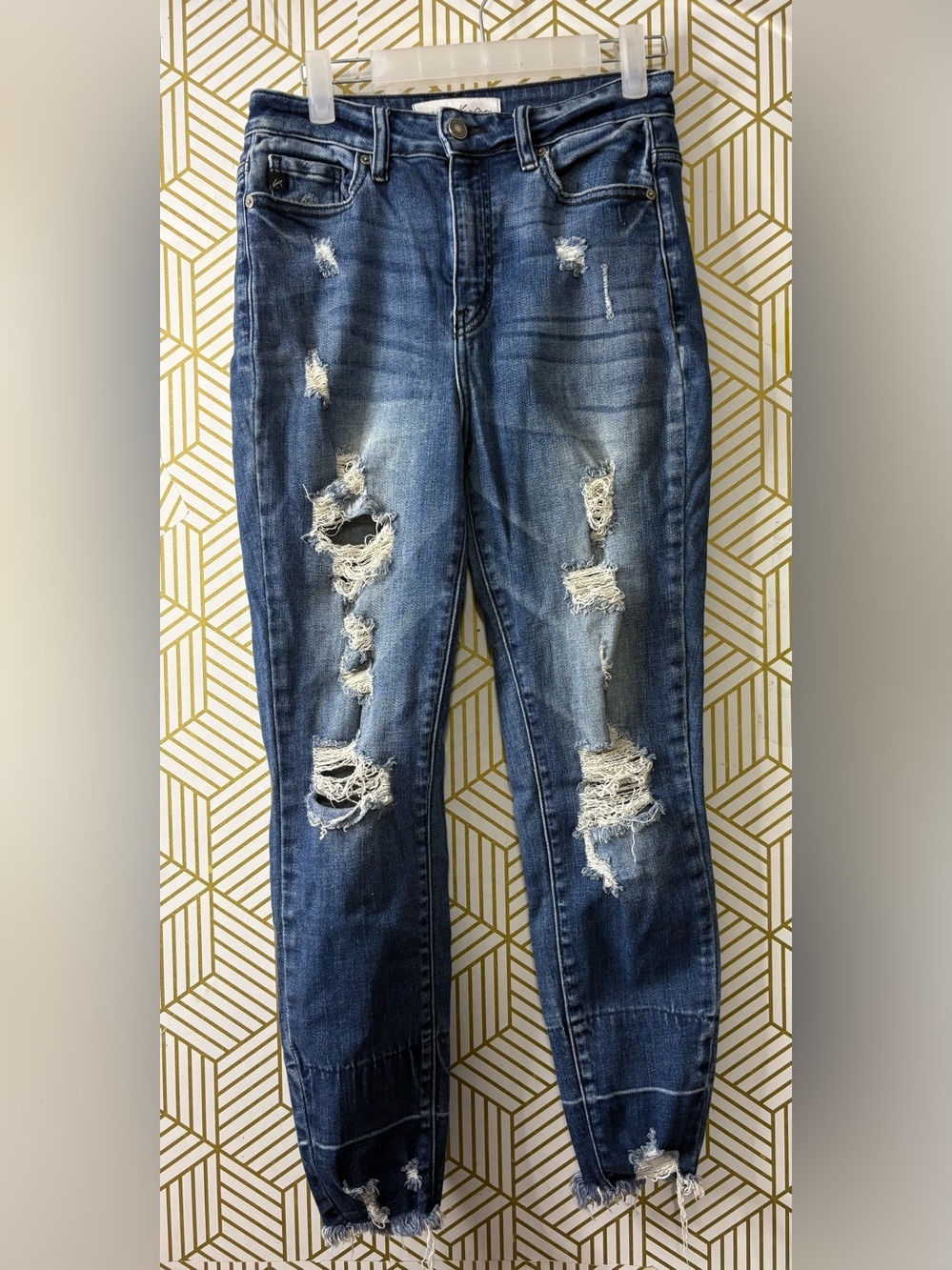 KanCan Distressed Dark Blue Curvy Jeans size 7 / 29 - Picture 2 of 11